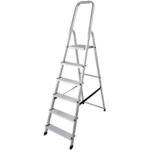 KRAUSE Corda Stehleiter, 6 Stufen, 000736 - Leiter mit umlaufendem Sicherheitsbügel, rutschsicheren Stufen und max. Arbeitshöhe von 320 cm, ideal für sicheres Arbeiten in der Höhe bis 150 kg belastbar.