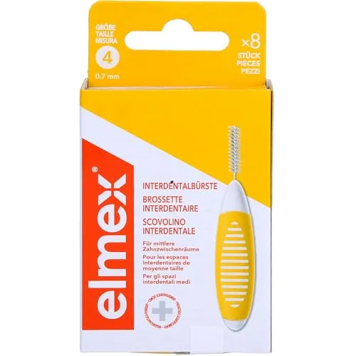 ELMEX Interdentalbürsten ISO Gr.4 - 0,7 mm Gelb (8 St) - Effektive Reinigung zwischen den Zähnen mit ELMEX Interdentalbürsten ISO Gr.4. Ideal für eine gründliche Mundhygiene und einfache Handhabung.