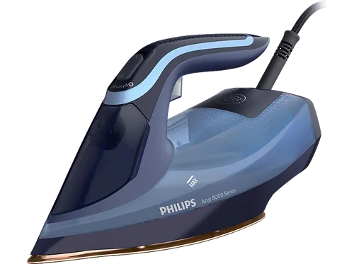 Philips Azur 8000 Serie Dampfbügeleisen - 3000 W, 55 g/min Dauerdampf, OptimalTEMP-Technologie für verbrennungsfreies Bügeln und vertikales Dämpfen in Hellblau