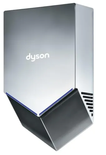 Dyson HU02 307170-01 Nickel Luft Klinge V Automatisch Handtrockner - Kommerzielle Handtrockner mit leistungsstarkem Dyson Digital Motor V4, antibakterieller Zusatz und lebenslangem H13 HEPA-Filter für hygienische Trocknung.