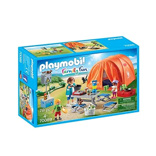 PLAYMOBIL Family Fun 70089 Familien-Camping - Spielfigur Spielsets: Erlebe Abenteuer in der Natur mit dem großen Zelt und Camping-Ausrüstung, ideal für detailgetreues Nachspielen und stundenlangen Spielspaß für Kinder ab 4 Jahren.
