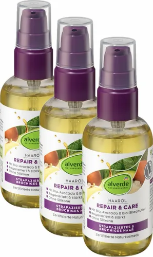 alverde Naturkosmetik - Haaröl Repair (3 x 75 ml) 3 x