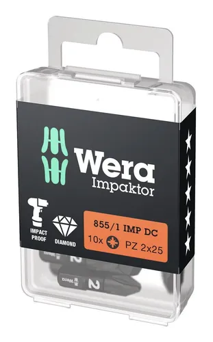 Wera Bit-Sortiment Bit-Box Impaktor 1/4" DIN 3126 C6,3 PZ2 x 25 mm 10er Pack - 5157621001