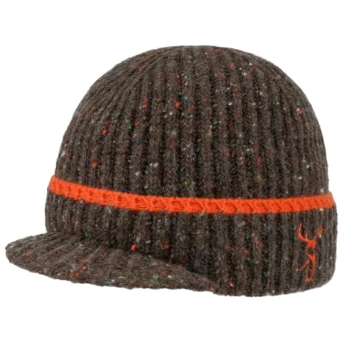 Stetson Deer Beanie Schirmmütze Rippstrick meliert Made in Italy Unisex Herbst Winter braun One Size - STILVOLLE BEANIE: Klassischer Rippstrick in buntem Melange-Design mit dekorativer Geweih-Stickerei, ideal für kalte Tage. HERVORRAGENDE QUALITÄT: In Italien gefertigt, bietet diese Mütze langlebige Verarbeitung und hohen Tragekomfort.