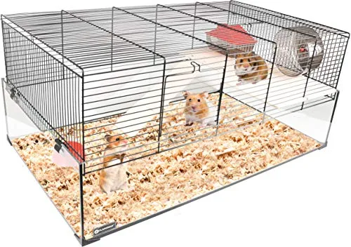 Flamingo Hamsterkäfig Vitru 3 – Schwarz, 78 × 48 × 34,5 cm | Extra Geräumig, Stabil & Perfekt für kleine Nager!