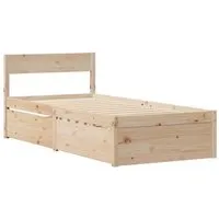 vidaXL Massivholzbett mit Schubladen - Einzelbett aus massivem Kiefernholz mit praktischem Stauraum und modernem Kopfteil, ideal für ein stilvolles und ordentliches Schlafzimmer.