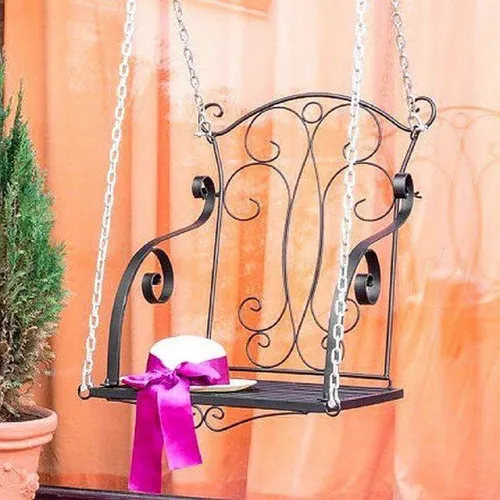DanDiBo Hängestuhl Hängesessel Schwarz - Eleganter Hängesessel aus pulverbeschichtetem Metall, ideal zum Entspannen im Garten oder Wintergarten. Inklusive 245 cm langen Ketten für flexibles Aufhängen.
