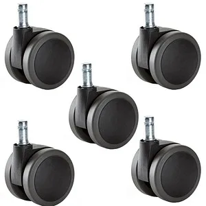 Mayer Hartbodenrollen 9994s - 5 gebremste Doppelrollen mit 6cm Durchmesser, ideal für Parkett und Laminat, werkzeuglos installierbar