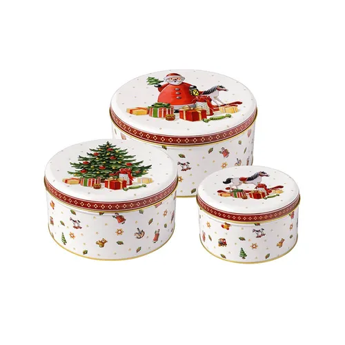Villeroy Boch Winter Collage Keksdosen-Set 3-teilig - Bunte Metallgebäckdosen, ideal für die Aufbewahrung von Plätzchen und nostalgische Geschenke