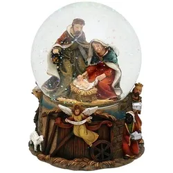 Dekohelden24 Schneekugel, Heilige Familie, mit Sound: Stille Nacht, Maße H/B/Ø Kugel: ca. 14,5 x 11 cm/Ø 10 cm., 501071
