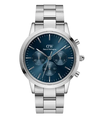 Daniel Wellington Iconic Chronograph Link Arctic S - Elegante Damenuhr aus Edelstahl mit Wechselarmband, 42 mm Gehäuse und strahlendem Arktis-Blau, ideal für jeden Anlass.