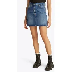 Tommy Jeans MOM SKIRT BI0134, Denim Medium - Denim Jeansrock mit auffälligem Logo-Badge und Nieten, sportlicher Schnitt und praktische Gesäßtaschen für einen lässigen Look.