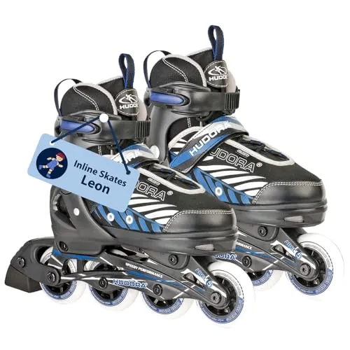 HUDORA Inline Skates Mia/Leon - Verstellbare Inliner für Kinder und Erwachsene - Inliner mit ABEC 5 Kugellager und atmungsaktivem Air-Vent-System, verstellbar um bis zu 4 Größen für maximalen Fahrspaß und hohen Tragekomfort.