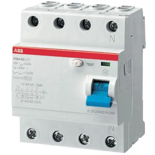 ABB F204 F-40/0,03 FI-Schalter 4P - Sicherer Schutz für Ihre Elektroinstallation - FI-Schutzschalter Typ F, 40A, 30mA, bietet umfassenden Personen- und Brandschutz. Ideal für Haushalts- und Industrieanwendungen mit hoher Störfestigkeit.