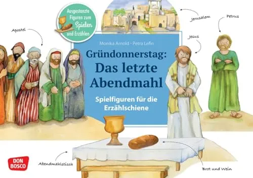 Gründonnerstag: Das letzte Abendmahl. Erzählschienen-Figurenset: Ausgestanzte Spielfiguren und Skript. Religionspädagogik in Kindergarten und ... Erzählschiene: Bibel, Heilige und Vorbilder)