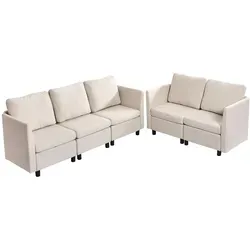 VEVOR Ecksofa mit verstecktem Stauraum, 5-Sitzer - Modulares Ecksofa mit hochelastischem Schaumstoff und Massivholzrahmen. Ideal für Wohnzimmer und Schlafzimmer, bietet es großzügigen Sitzkomfort und praktische Aufbewahrungslösungen.