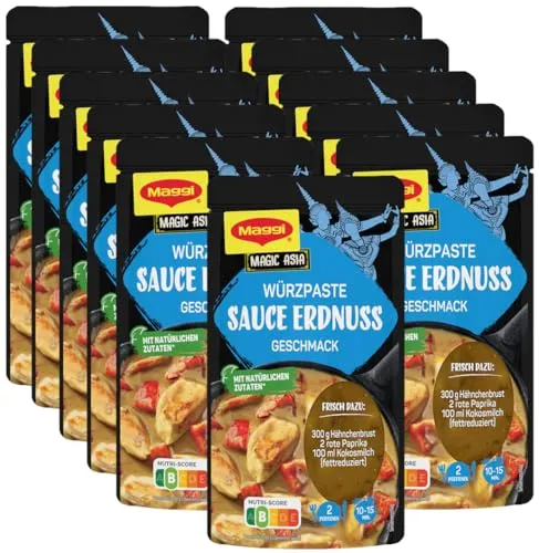 MAGGI Food Travel Würzpaste für Sauce Erdnuss Asian Style (Ohne Konservierungsstoffe, Vegetarisch) 11er Pack (11 x 65g)