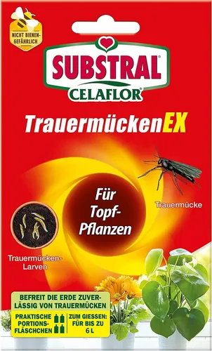 Substral Celaflor Trauermücken EX 4x7,5ml - Insektizid gegen saugende Insekten, effektiv gegen Trauermücken und ideal für den Einsatz im Haus.