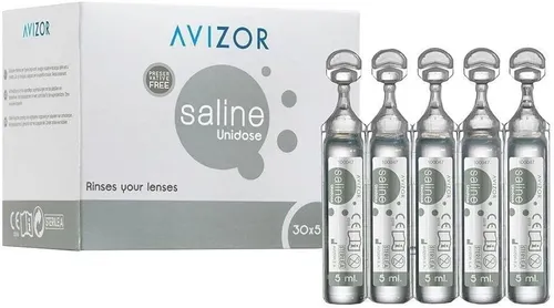 Avizor Saline Unidose - 30 x 5ml Kochsalzlösung - Praktische 30 x 5ml Portionsbeutel, ideal für die Kontaktlinsenpflege. Die sterile Lösung sorgt für eine schonende Reinigung und optimale Anwendung.