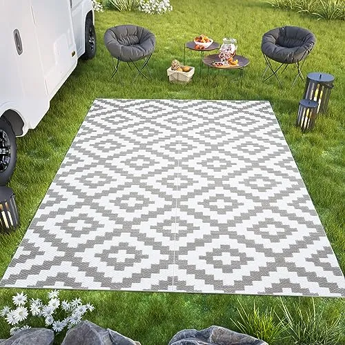 Tapiso Outdoorteppich IBIZA, rechteckig, grau - Teppiche für Outdoor-Bereich, pflegeleicht und strapazierfähig, ideal für Balkon und Garten.