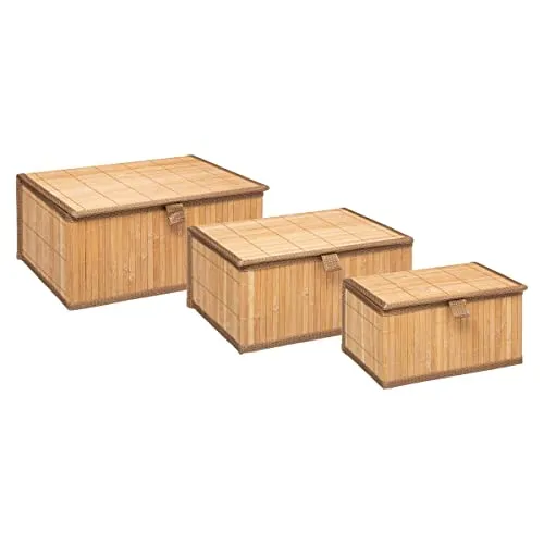 5five - 3 Bambus-aufbewahrungsboxen - Regalkörbe aus nachhaltigem Bambus, ideal für eine umweltfreundliche und stilvolle Aufbewahrung in jedem Raum.