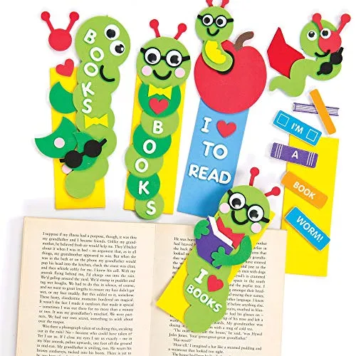 Baker Ross Lesezeichen-Bastelsets „Bücherwurm“ - für Kinder zum Basteln - Geschenkidee - 4 Stück