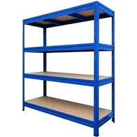 Mammut Weitspannregal Blau - Werkstatteinrichtung – Metallregal mit beeindruckender Traglast von 1200 kg, ideal für schwere Lasten und einfache Montage.