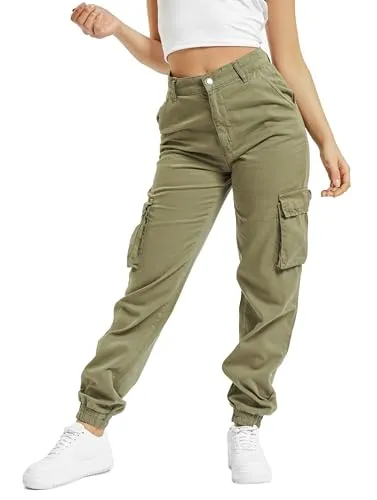 DEF Hosen Damen Cargohosen Grün XL