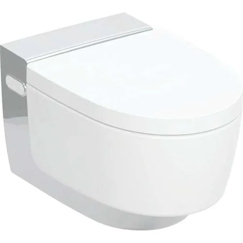 Geberit AquaClean Mera Comfort WC - Hochglanz-verchromt - Sanitäranlagen & Zubehör mit innovativer TurboFlush-Spültechnik, Benutzererkennung und individuell einstellbaren Duschfunktionen für höchsten Komfort.