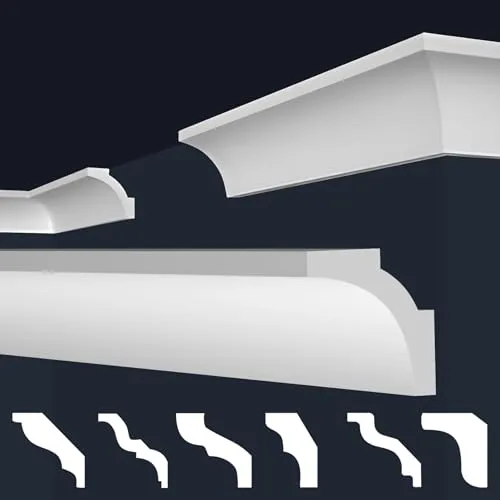 MARBET DESIGN Stuckleisten XPS Styropor weiß - Deckenleisten Deckenstuck Leisten E-Leisten - (2 Meter / 1 Leiste E-12)