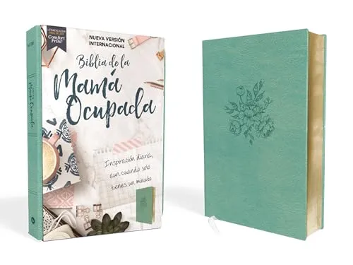 NVI Biblia de la Mamá Ocupada, Leathersoft Turquesa - Bibelausgaben mit Comfort Print und Worten von Jesus in Rot, perfekt für inspirierende Momente im hektischen Alltag.
