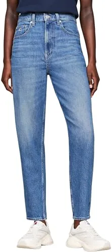 Tommy Jeans Damen Jeans Hose Mom Jeans Tapered Fit, Blau (Denim Medium), 30W/34L