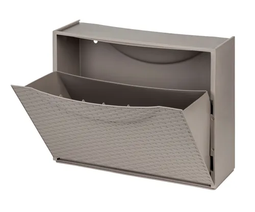 Schuhschrank Rattan Design Taupé - Modernes Schuhregal mit Rattan-Design, an der Wand montierbar und ideal für platzsparende Aufbewahrung in jedem Raum.