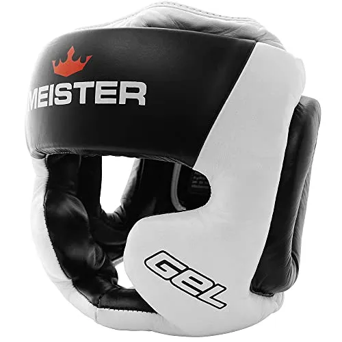 Meister Gel Vollgesichts-Kopfschutz für MMA, Boxen und Muay Thai, Weiß/Schwarz, Größe L/XL