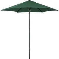Sonnenschirm Ø196 cm - Stabiler sechseckiger Balkonschirm - Sonnenschirm aus leichtem Aluminium, windfest und ideal für Balkon oder Garten. Mit Push-Button Öffnungsmechanismus für einfaches Handling. Modernes Design in Grün.