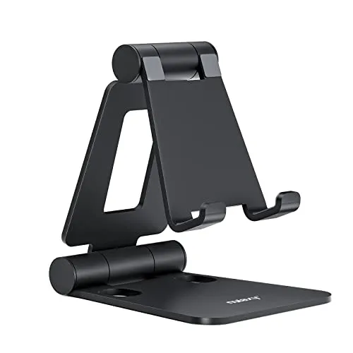 Nulaxy Verstellbarer Handy Ständer Tisch - Handy-Ständer aus hochwertigem Aluminium, faltbar und einstellbar für alle Smartphones, ideal zum Videos anschauen und Spielen, bietet Stabilität und Schutz vor Kratzern.