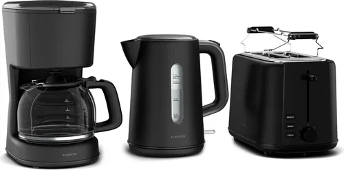 Klarstein Velaire Frühstücksset – Toaster, Wasserkocher & Filterkaffeemaschine - Wasserkocher & Toaster Sets: Komplettset für ein perfektes Frühstück mit 7 Bräunungsstufen und 10 Tassen Filterkaffee – für einen entspannten Start in den Tag.