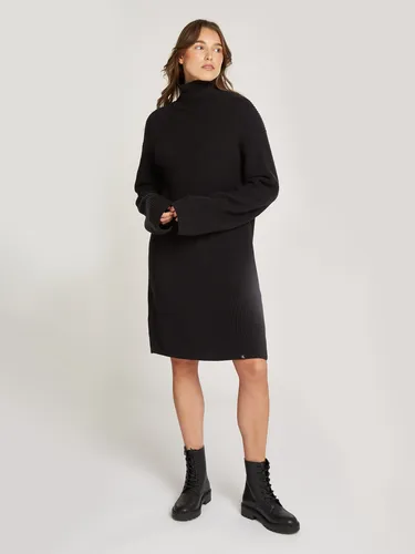 Calvin Klein Jeans Sweatkleid CHUNKY LOOSE SWEATER DRESS mit Logopatch schwarz XS (34)