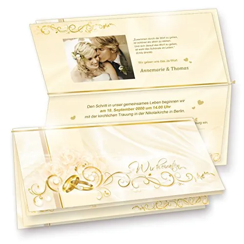 tatmotive Einladungskarten Hochzeit PERLMUTT (10 Sets) 10 Einladungen mit Einlegeblätter zum selbst bedrucken und inkl. Umschläge