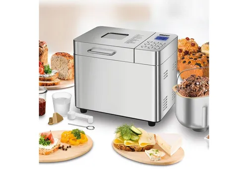 Unold 68456 Backmeister Edelstahlgehäuse - Brotbackautomat mit 16 Programmen, inkl. glutenfreies Brot und Marmelade, ideal für kreative Bäcker