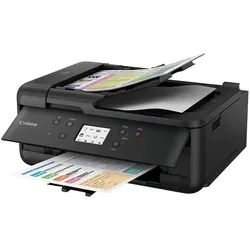 Canon TR7550 Multifunktionsdrucker - Schwarz - Kompaktes 4-in-1 WLAN-Multifunktionssystem mit 5 separaten Tintentanks für produktives Drucken, Scannen, Kopieren und Faxen im Home Office. Ideal für hochwertige Ausdrucke und einfache mobile Nutzung.