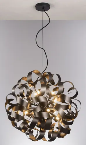 casa NOVA Pendelleuchte CURLY IV DH 60x180 cm - Elegante Hängelampe aus Aluminium in Braun und Schwarz, sorgt für stimmungsvolle Beleuchtung in jedem Raum.