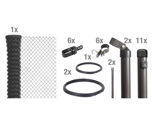 ALBERTS Set Maschendrahtzaun zum Einbetonieren, anthrazit (1000 mm) - Zäune & Tore, zeitloser Klassiker für zuverlässigen Zaunbau, komplettes Set für einfache Installation und minimale Wartung, ideal für Gärten und größere Flächen.