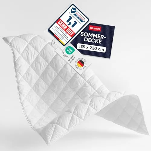 Blumtal Sommerdecke 155x220 cm - Leichte, OEKO-TEX zertifizierte Sommerdecke - Bettdecken für angenehme Sommernächte: Unsere Blumtal Sommerdecke mit 150 gsm sorgt für kühlen Schlafkomfort und ist schadstoffgeprüft nach OEKO-TEX.