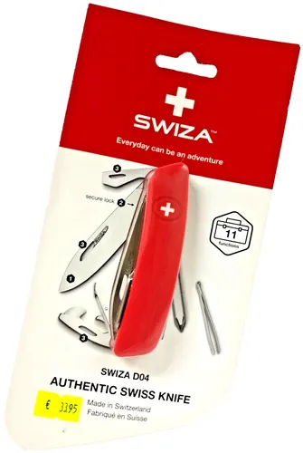 SWIZA D04 Schweizer Taschenmesser - ROSTFREI Klappmesser in Rot - Taschenmesser aus der Schweiz mit rostfreier Edelstahlklinge, lebenslanger Herstellergarantie und ergonomischem Kunststoffgriff für Outdoor-Abenteuer.