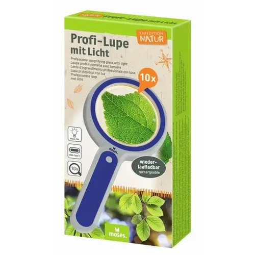 Lupe Expedition Natur Profi-Lupe mit Licht 10x USB-C von moses