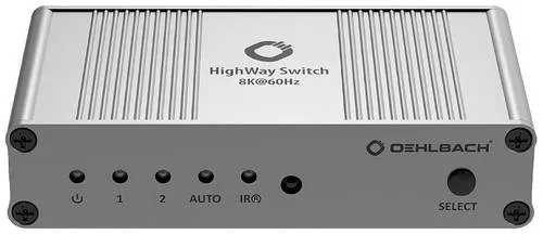 Oehlbach HighWay Switch 8K HDMI Switch 2 Port - Video Umschaltpulte, 2-Port HDMI-Umschalter mit 8K Unterstützung, ideal für nahtloses Umschalten zwischen BluRay und Spielekonsole.