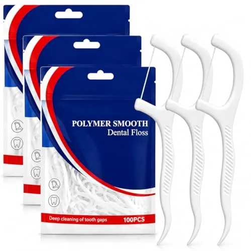 300PCS Zahnseide Stick, Dental Floss Picks für Tägliche Zahnreinigung, Zahn Sticks für Enge Zahnzwischenräume, Dental Floss Sticks für Saubere Zähne, Einfache Mundhygiene Zuhause und Unterwegs