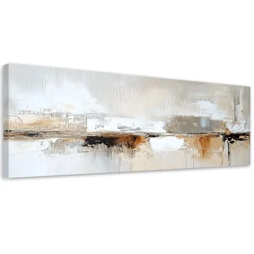 Feeby Leinwand Bilder - Bild Wohnzimmer - Abstrakte graue goldbraune Lofts - 150x50 1tlg - Deko Schlafzimmer Groß - Dekoration Canvas - Gemälde - Modern Wandbilder - Kunstdruck