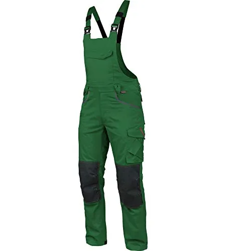 WÜRTH MODYF Arbeitslatzhose Stretch X - professionelle Arbeitshose für Herren - Latzhose mit Reißverschluss - in der Größe 52 in Grün